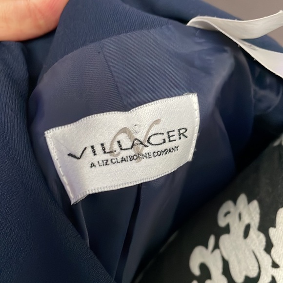 VILLAGER A LIZ CLAIBORNE COMPANY Navy Blue Short Sleeve Blazer Jacket Size 14 - Picture 6 of 7